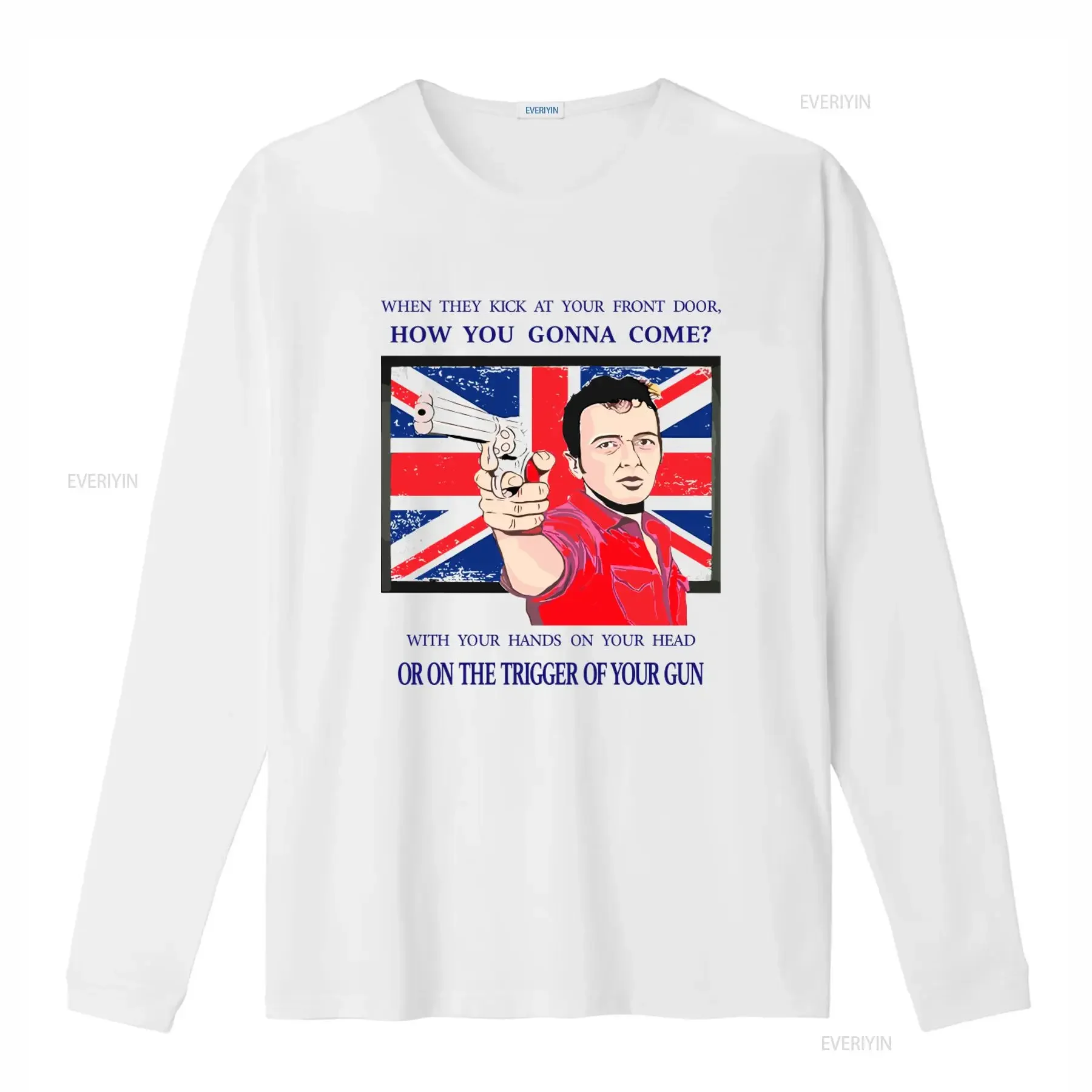 Joe Strummer T Shirt The Clash Tribute Guns of Brixton Design Punk Rock Style British Flag Motif Band Merch vintage Washed