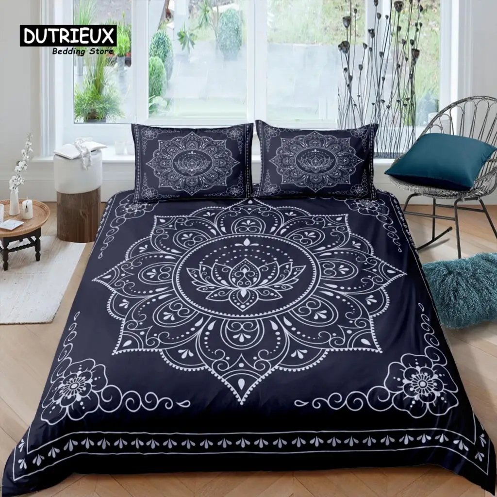 

Home Living Luxury 3D Mandala Bedding Set Navy Boho Duvet Cover Pillowcase Queen and King EU/US/AU/UK Size Comforter Bedding