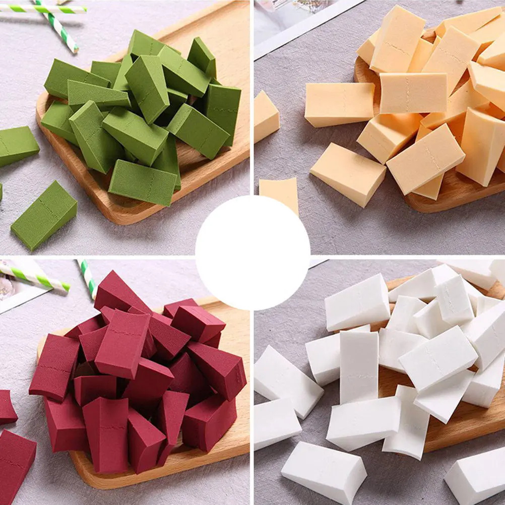 24Pcs Makeup Cotton Powder Puff Non-Latex Hydrophilic Wedge Sponge Dry Wet Style Cosmetics Face Foundation Applicator