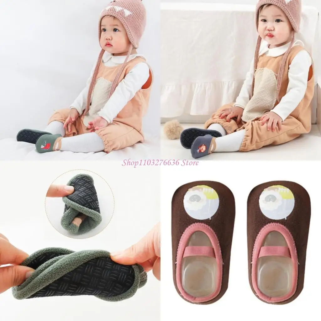 

R6FD Breathable Cartoon Socks First-Walker Flat Shoes Infant Rubber Sole Soft Shoes