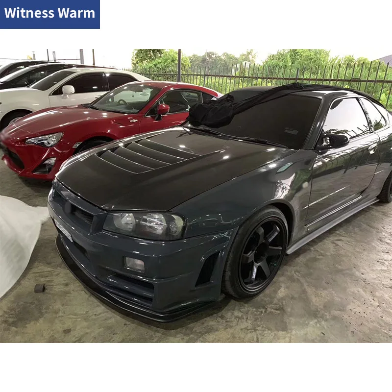 Carbon Fiber/Forged Carbon NI Style Engine Hood Bonnet Fit For 1999-2002 Skyline R34 GTR Hood Bonnet Cover Car Accessories