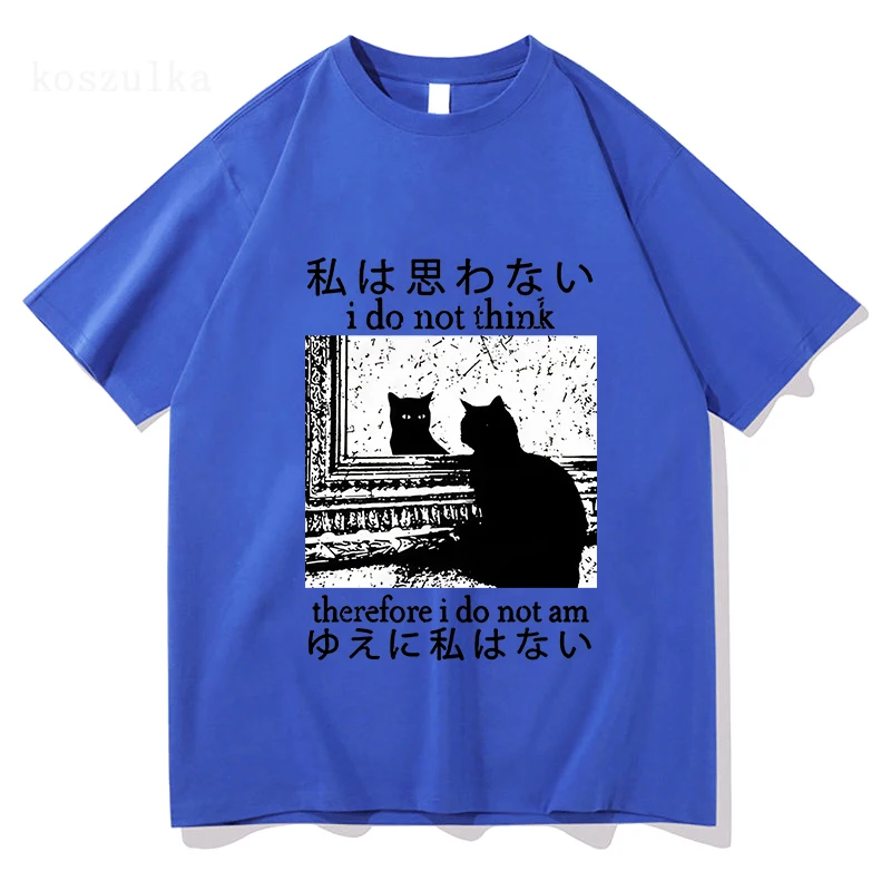 لا أعتقد لذلك لا أستطيع تي شيرت مضحك اليابانية القط ميمي تي شيرتات قصيرة الاكمام الرجال النساء عادية المتضخم تي شيرت