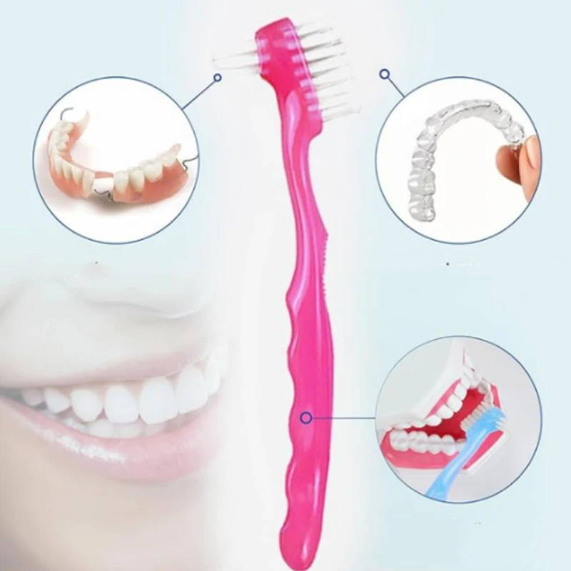 1/5Pcs Double Sided Denture Toothbrush Invisible Braces Cleaning Brush For Men Women False Teeth Brush Oral Cleaning Tools