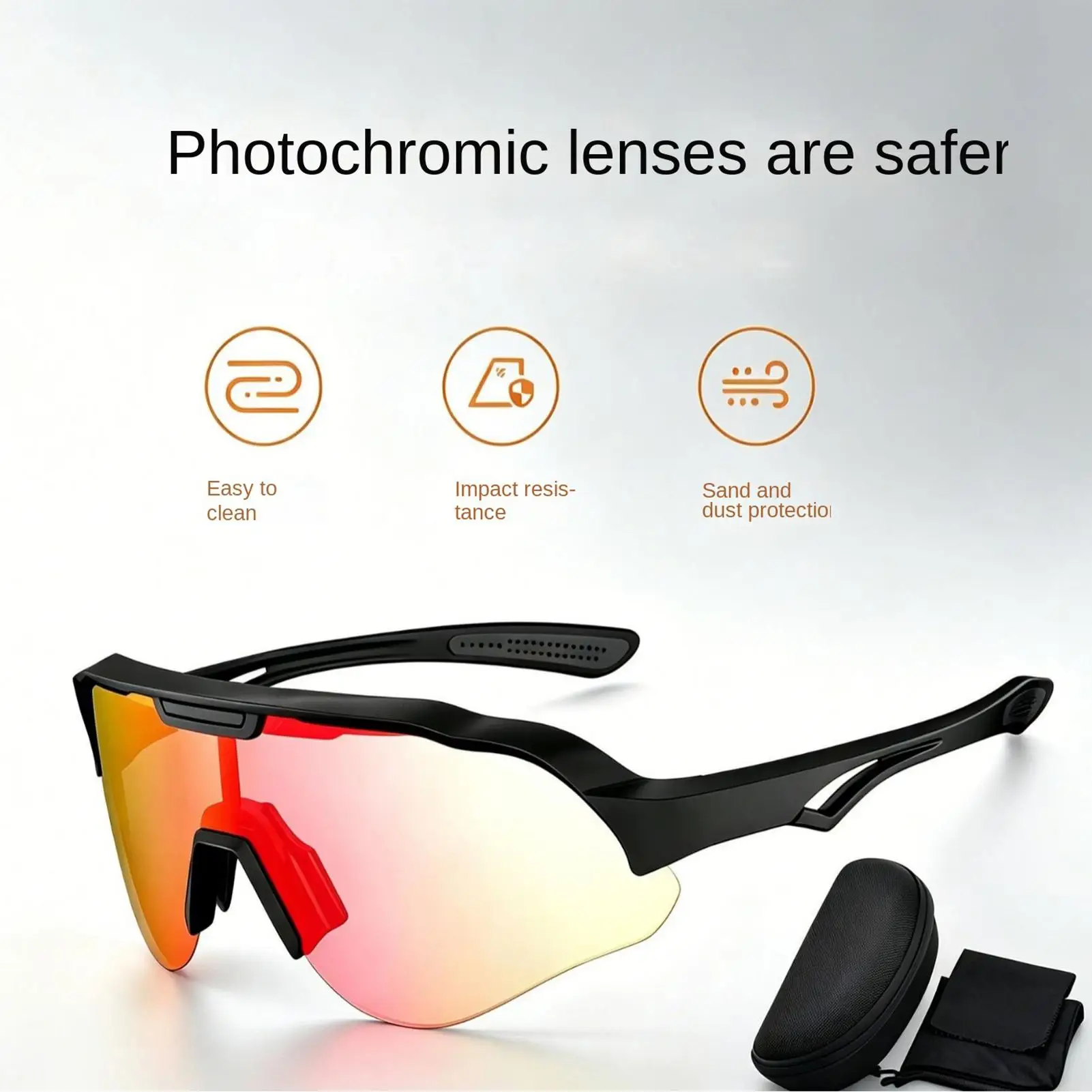 Cycling Glasses For Men Photochromic UV400 Protection Lens Anti-Glare Polarized Running Sunglasses For Youth Adult Unisex