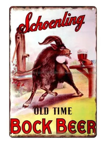 Schoenling Bock Beer Cincinnati Ohio metal tin sign apartment decorating