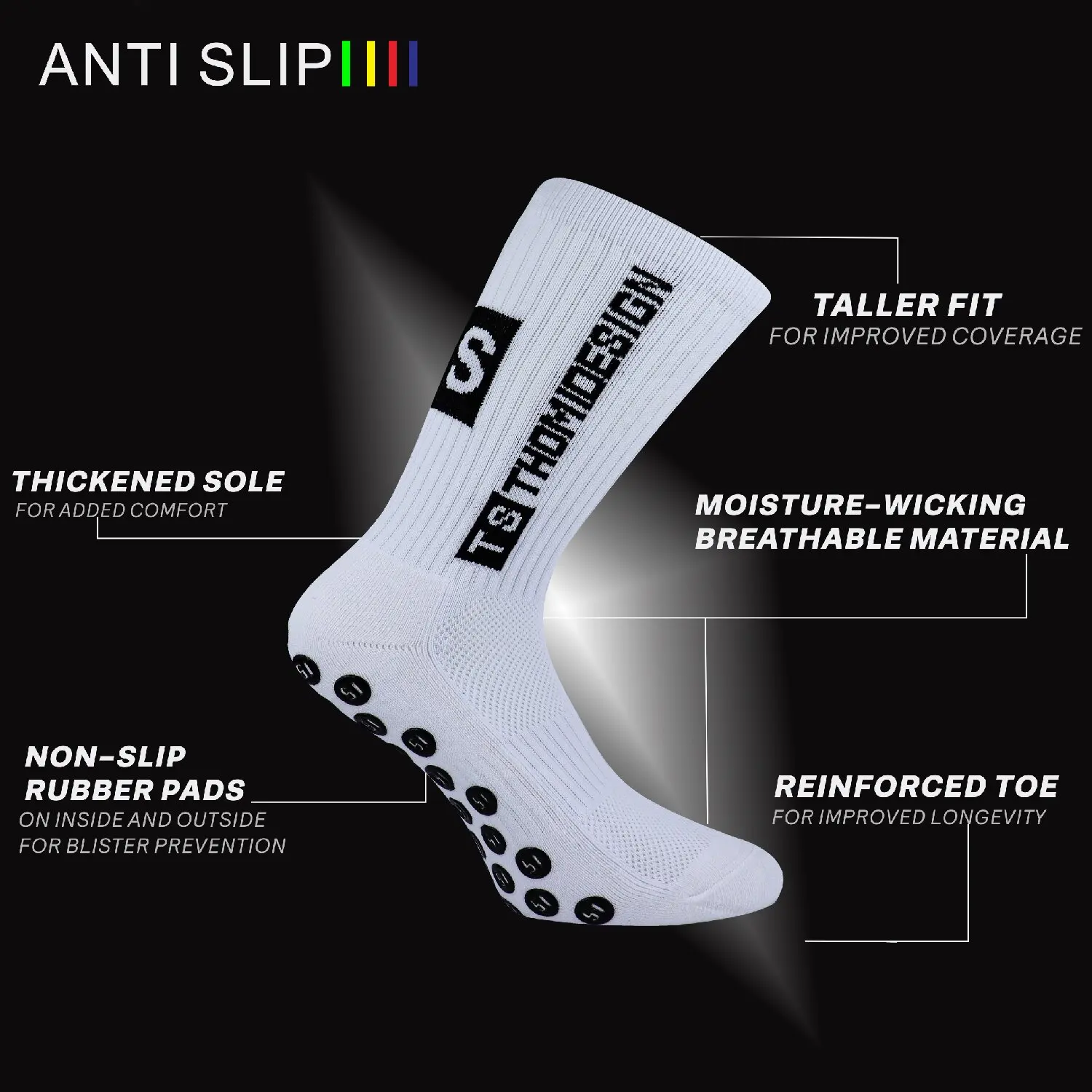 Non Slip Football Socks Men's Grip Running Cycling Hiking Sports Socks Wear-resistant Silicone Bottom Soccer Socks