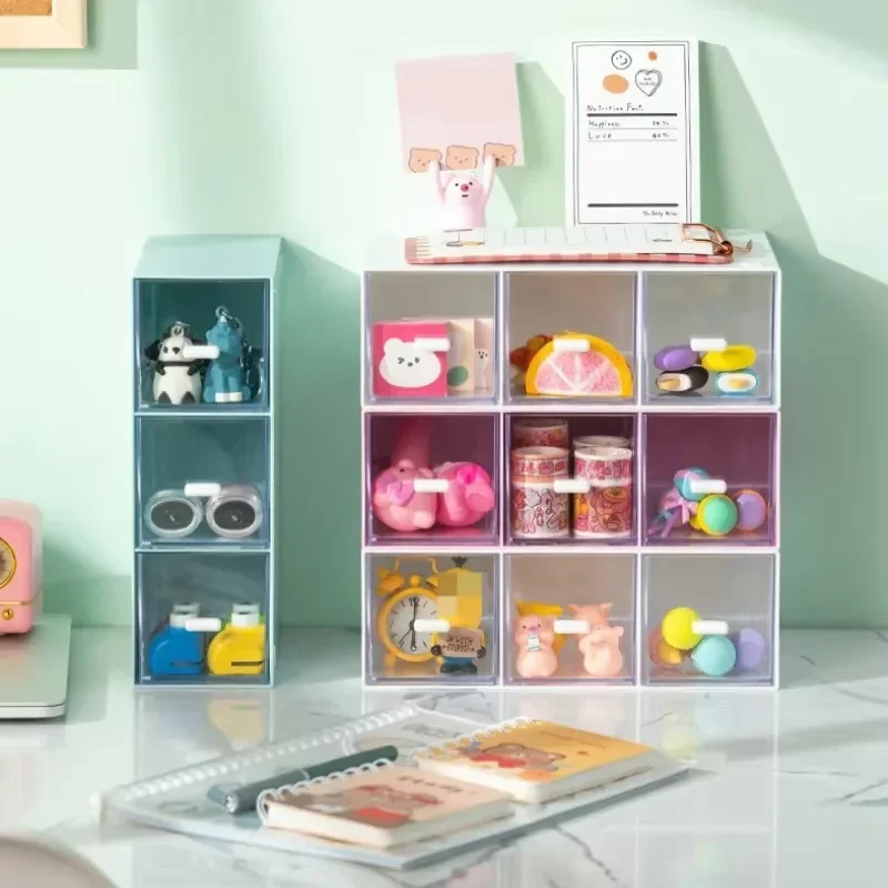 1Pc Transparent Desktop Drawer Stackable Organizer for Cosmetics Coffee Tea Bags Stationery - Desktop Storage Box