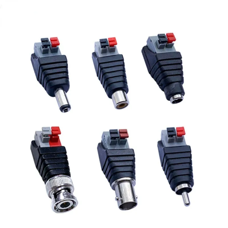 RCA  Adapter Speaker Connector Universal Wire A/V Cable To RCA Male Plug RCA Female Jack Press Terminal for Audio Cable