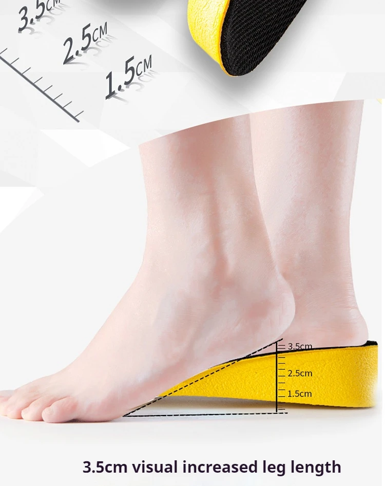 1,5-3,5 cm höhenverstellbare Einlegesohlen für Herren und Damen, atmungsaktive Sporteinlagen, bequeme, stoßdämpfende Einlegesohlen, 2 Stück/4 Stück – Detail 4