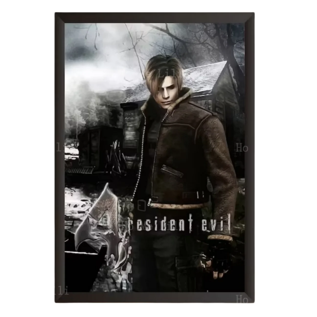 Arte de pared en lienzo para decoración de sala de estar, póster Premium De Leon Kennedy Biohazard House Evil