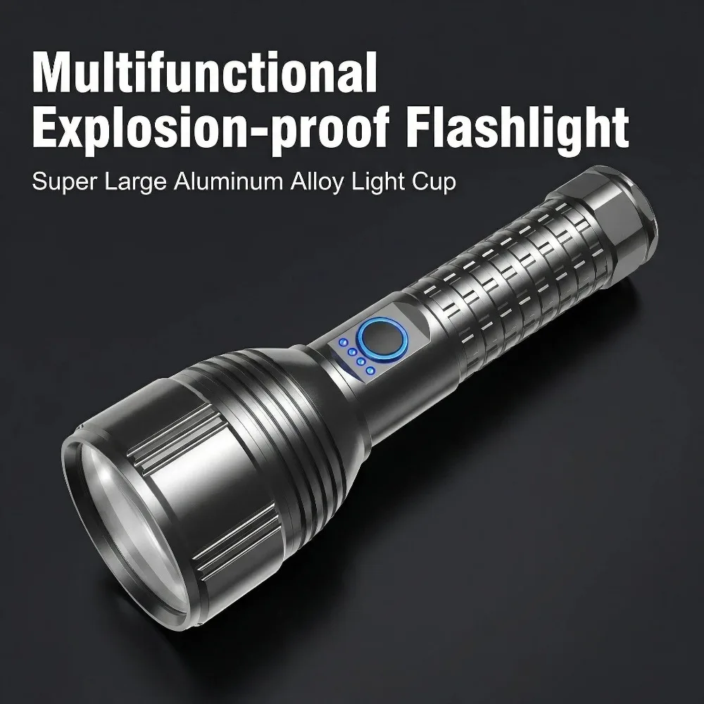 多機能防爆強力ライト懐中電灯タイプc充電アルミニウム合金防水トーチ屋外パトロールサーチ
