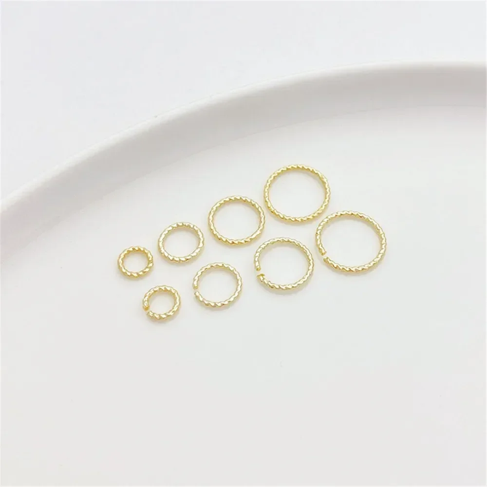 14K Gold-coated Twist Open Loop Closed Loop Single Circle Diy Bracelet Necklace Connecting Ring Jewelry Material Accessories