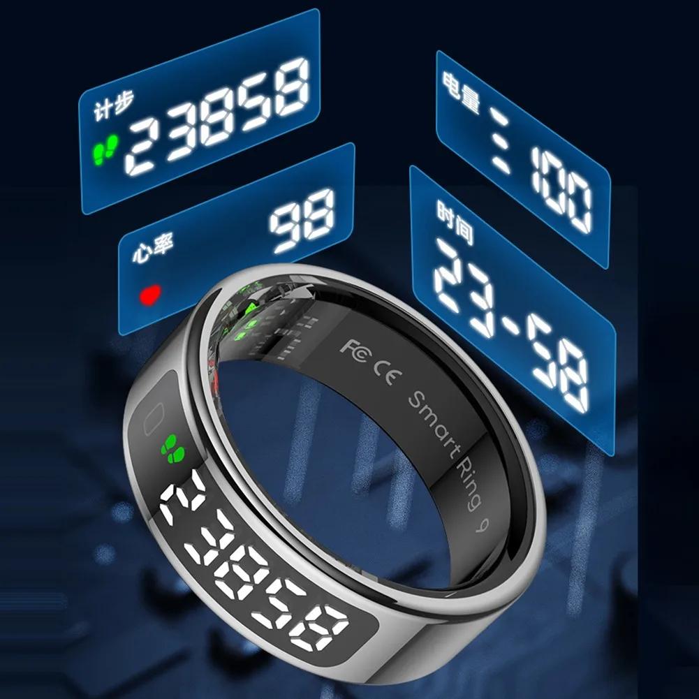 

Новое умное кольцо с сенсорным экраном для женщин и мужчин, менеджер здоровья, монитор сердечного ритма и кислорода в крови, беспроводная зарядка, водонепроницаемое разбитое устройство