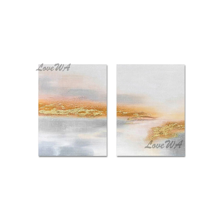 

2 Piece Canvas, Gold Foil Simple Style Abstract Oil Painting, Wall Pictures For Living Room, Modern Decorative Art, Frameless