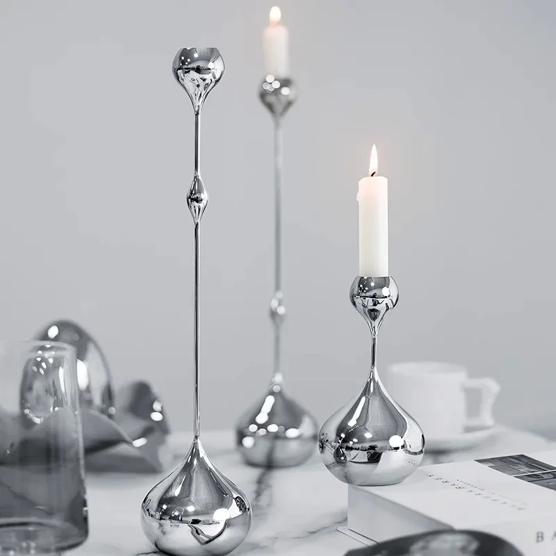 Легкая роскошная нержавеющая сталь, подсвечник с каплями воды, высококачественный орнамент для дома, подарки для украшения стола