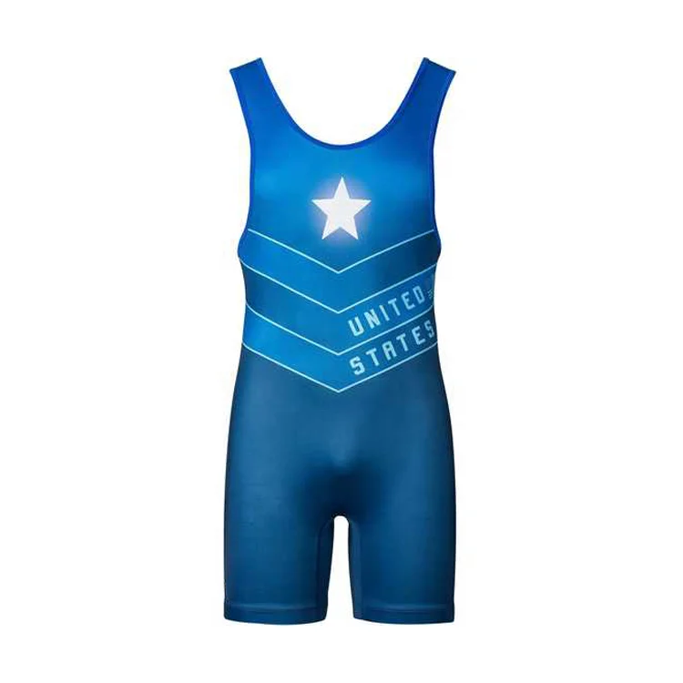 USA Wrestling Singlet Bodysuit Leotard Outfit Underwear GYM Sleeveless Triathlon PowerLifting Clothing Swimming Running Skinsuit