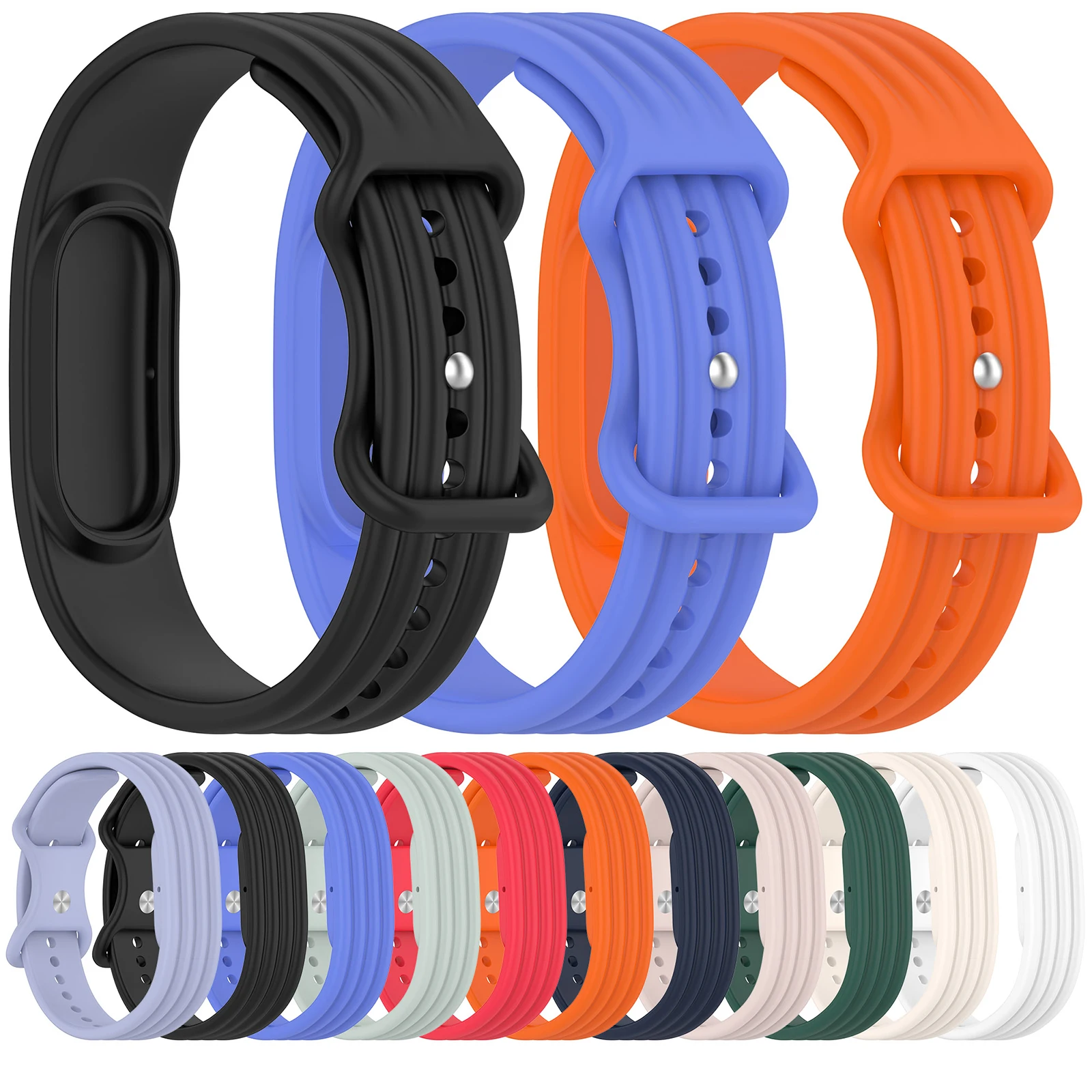 2Pcs Silicone Multiple Adjustment Holes Strap for Google Fitbit Air Waterproof Sweatproof for Women Men Fitness Tracker