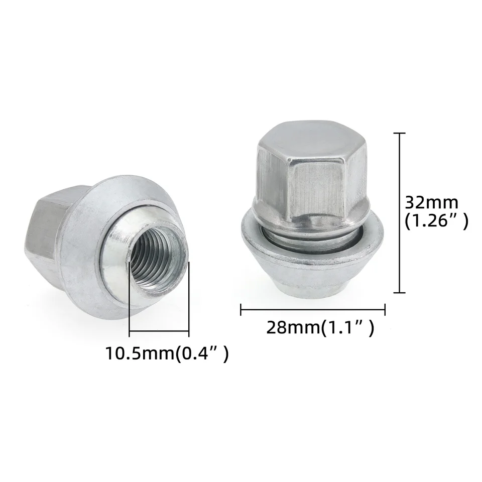 ZOFFI M12 x 1,5 chrome OEM Factory Style Grand gland Siège de siège Écrous pour la plupart des roues d'usine Ford Fiesta Focus Fusion – 20 pièces chromées avec extrémité fermée M12