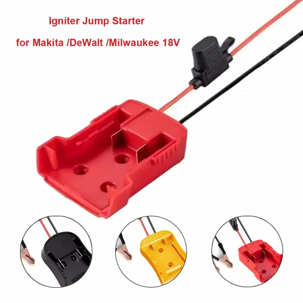 Igniter Jump Starter for Makita DeWalt Milwaukee 18V Battery Car Booster Cable with Fuse Automotive Emergency Power DIY Adapter