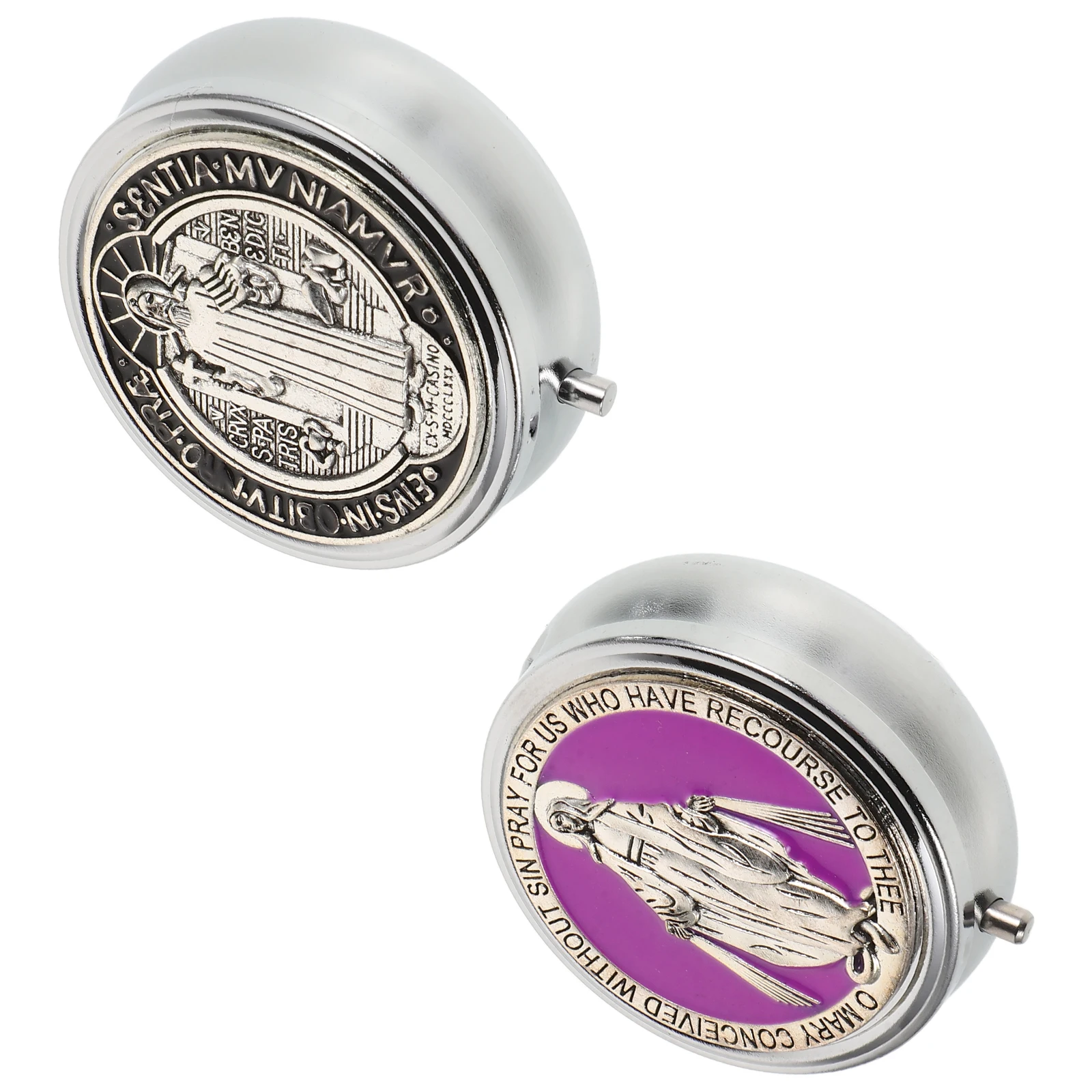 

2pcs Rosary Necklace Box Zinc Alloy Jewelry Case Small Travel Religious Storage Container Women Bracelet Holder Organizer