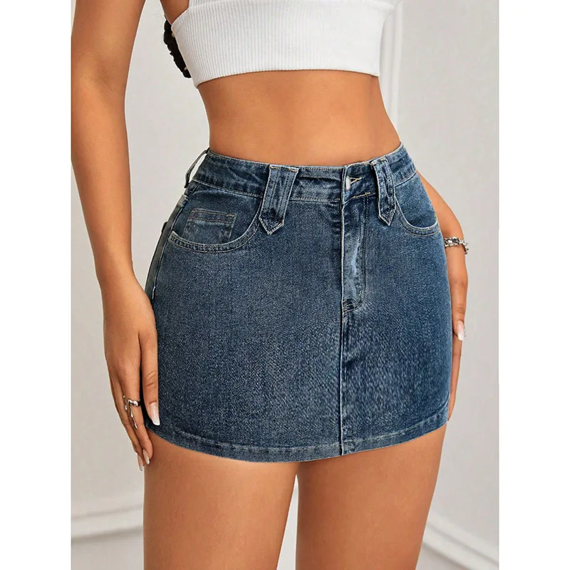 

2026 Classic Fashion Summer Women Slim Fit Bodycon Denim Skirt Lady Thin High Waist A-line Skirts Girls Sexy Fashion Mini Skirt