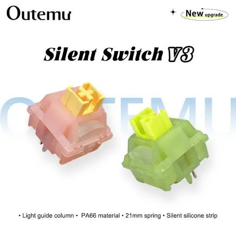 Outemu silencioso pêssego v3 interruptor lubrificado limão silencioso v3 interruptores teclado mecânico linear tátil 5pin troca quente pa66 pré lubrificado pom