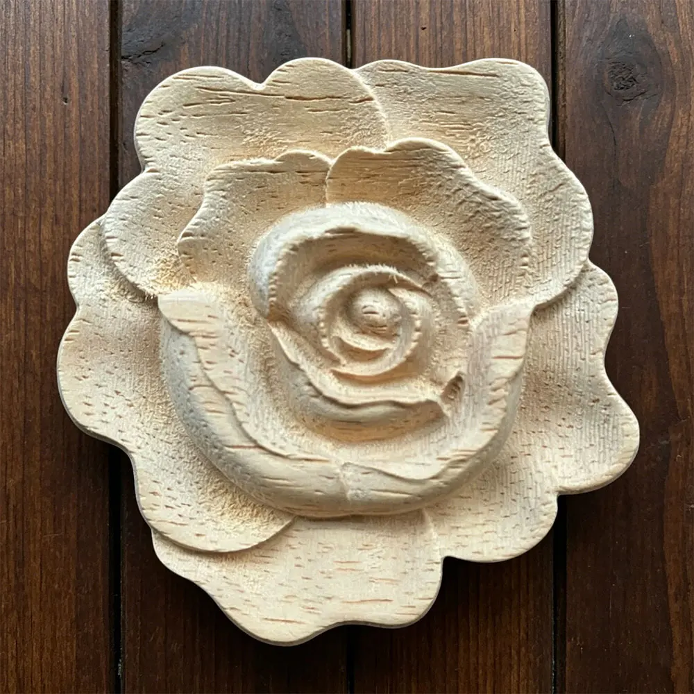 

5-30cm Vintage Floral Woodcarving Corner Appliques Frame Wall Furniture Woodcarving Decorative Wood Figurines Crafts Home Decor