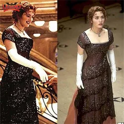 (In Stock)Movie Titanic Rose Cosplay Costume DeWitt Bukater Clothes Dinner Dress Evening Gown Halloween Party Female Outfit