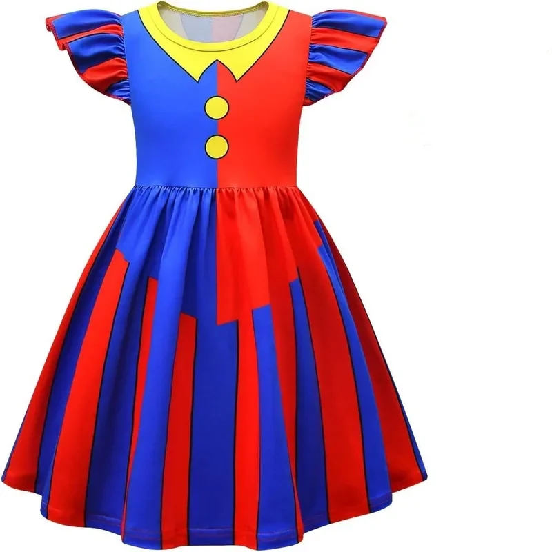 The Amazing Digital Circus Pomni Kids Cosplay Costume Girls Princess Dress and Pajamas Children Halloween Cartoon Summer Dress