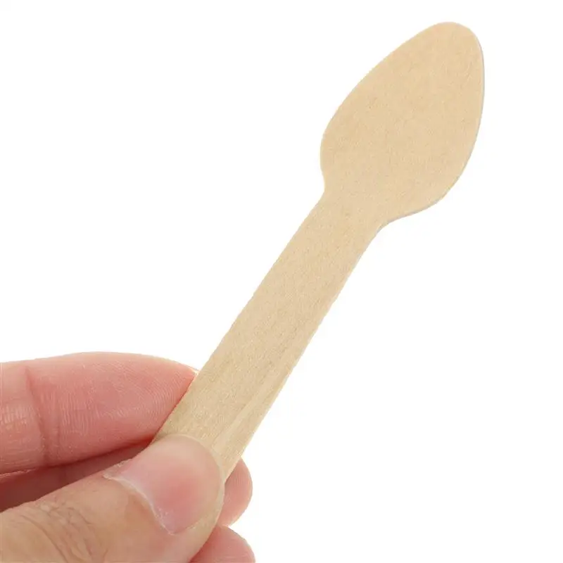 Cuillères en bois jetables, 100 pièces, cuillères de dégustation organique, cuillère en bois biodégradable, cuillère à Dessert pour gâteau, cuillère à crème glacée 9.5x1.9cm