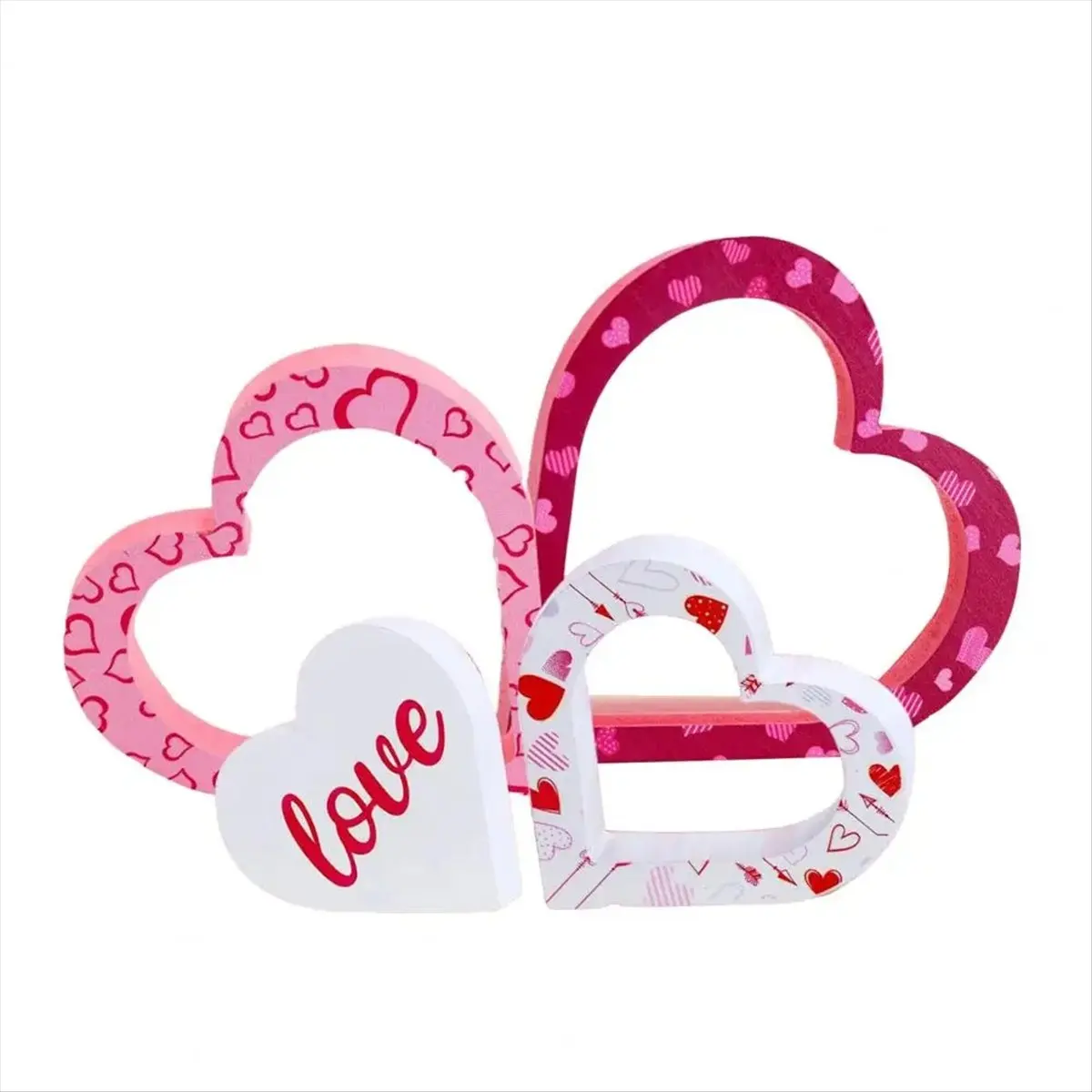 *_* Heart Decoration for Coffee Table Valentine'S Day Wooden Heart Decorations for Home Table Tiered Tray Mantel Set of 4