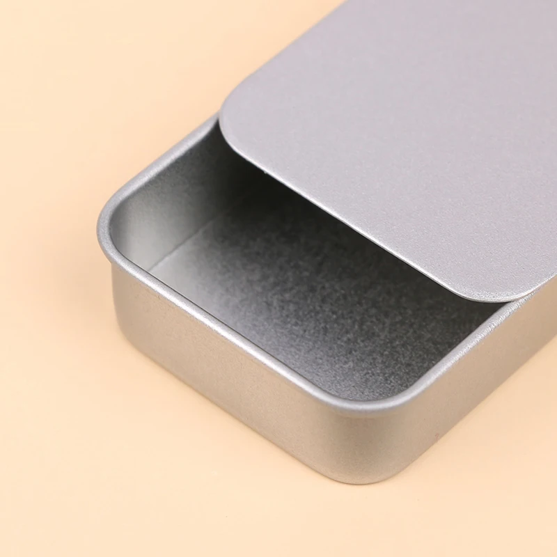 1Pcs Mini Iron Box Slide Cover Storage Box Wedding Jewelry Pill Cases Portable Tin Boxes Container Cosmetic Home Organizer