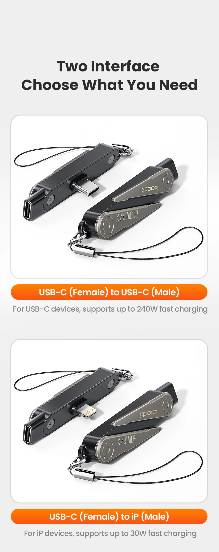 Toocki 30W USB-C-auf-Lightning-Adapter mit integriertem Klappständer und Trageband, tragbarer Typ-C-Buchse auf iP-Stecker OTG für iPhone 14 13 – Detail 11