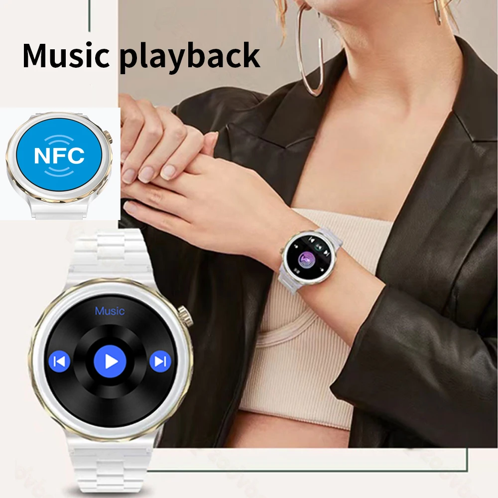 Połączenie Bluetooth inteligentny zegarek kobiety 1.32 cal 390*390 ekran HD panie Smartwatch monitorujący tętno Monitor ciśnienia krwi zegarki