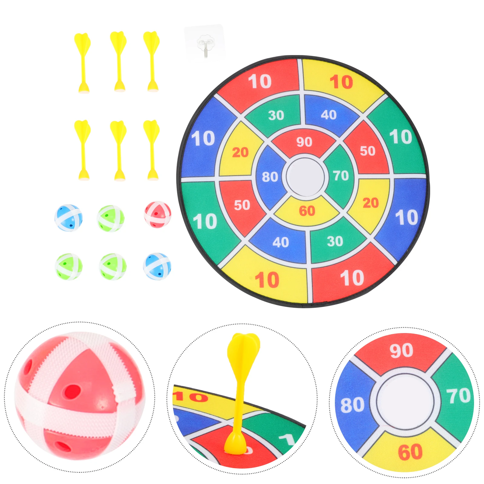 1 Juego de juguetes de tablero de seguridad para practicar pelota pegajosa, juguete interactivo, suministros para juegos de fiesta (36cm, 6 uds. De bolas adhesivas y 6 uds.)