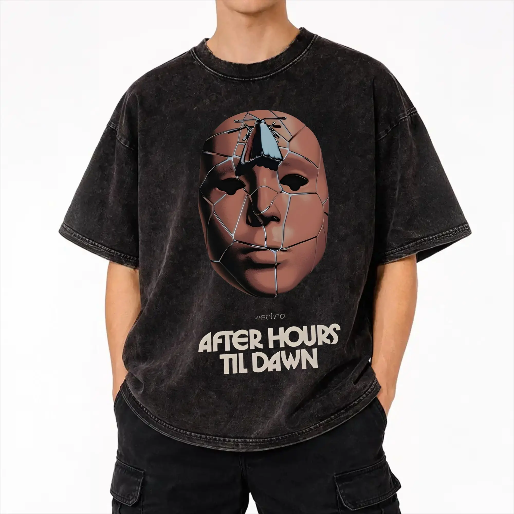 Harajuku Washed Shirt After Hours Til Dawn 2026 xo the weeknds Merch Vintage T-Shirts Oversize  Streetwear Cotton