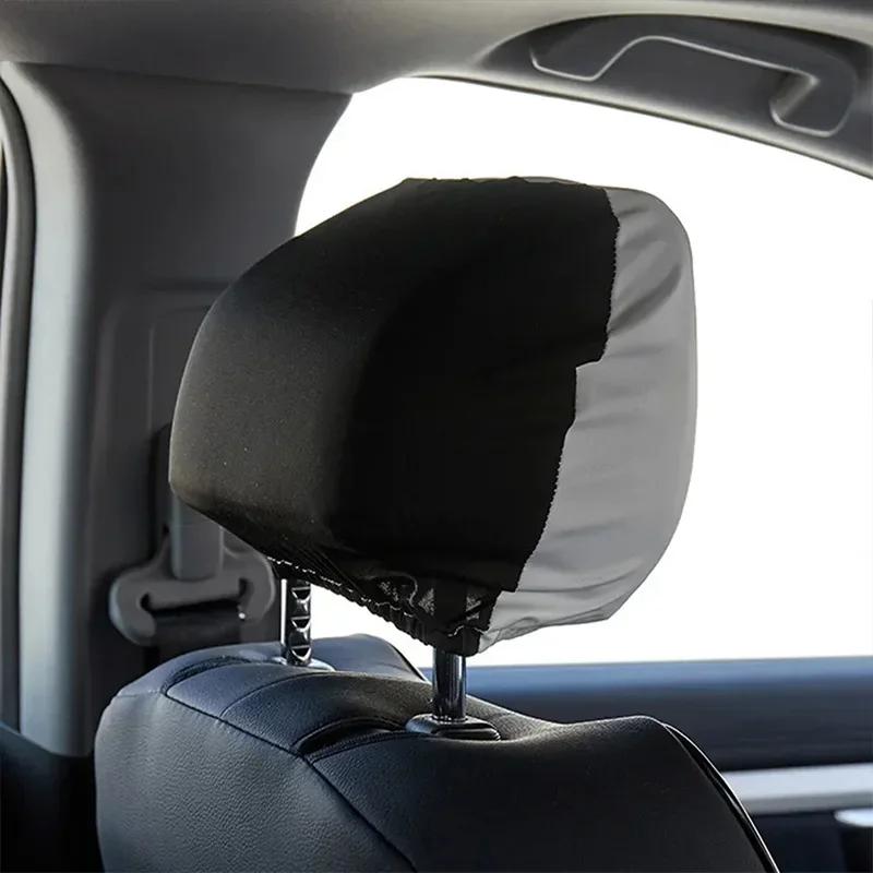 2Pcs Universal Car Seat Headrest Cover Anti Dirty Elastic Protective Pillowcase for Car Taxi Truck Suv Black White - view 3