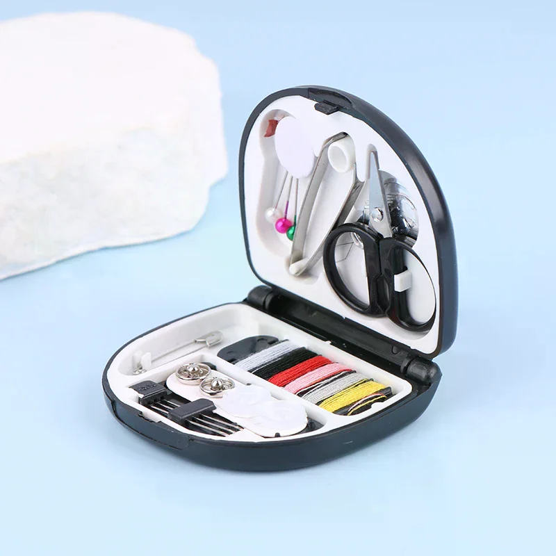 [YU]1set Buttons Pins Storage Boxes Sewing Box Household Portable Travel Mini Sewing Kit Scissor Thimble Needle Threads Box Set
