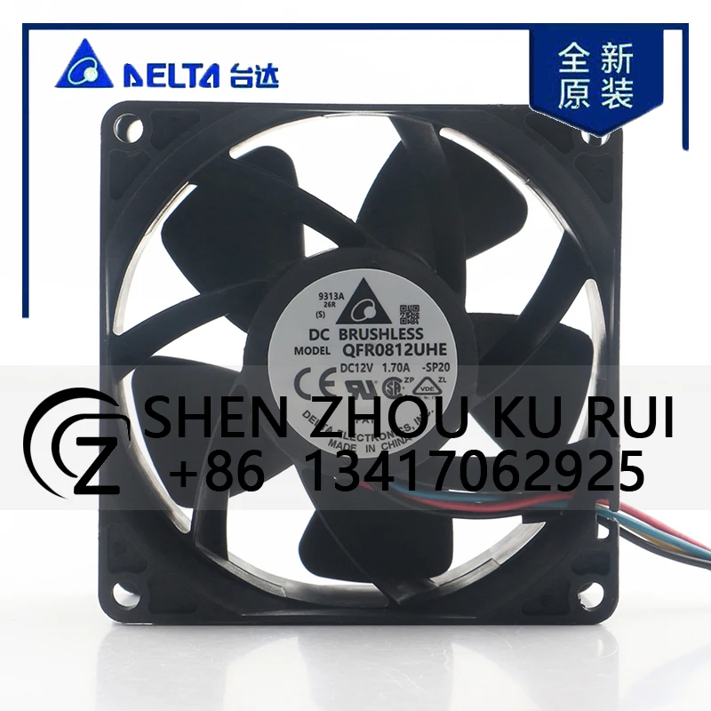 

Delta 5V 24V 48V DC 12V 1.70A AC EC 8038 80X80X38MM 8CM 4-wire Temperature Control Large air Volume QFR0812UHE-SP20 Cooling Fan