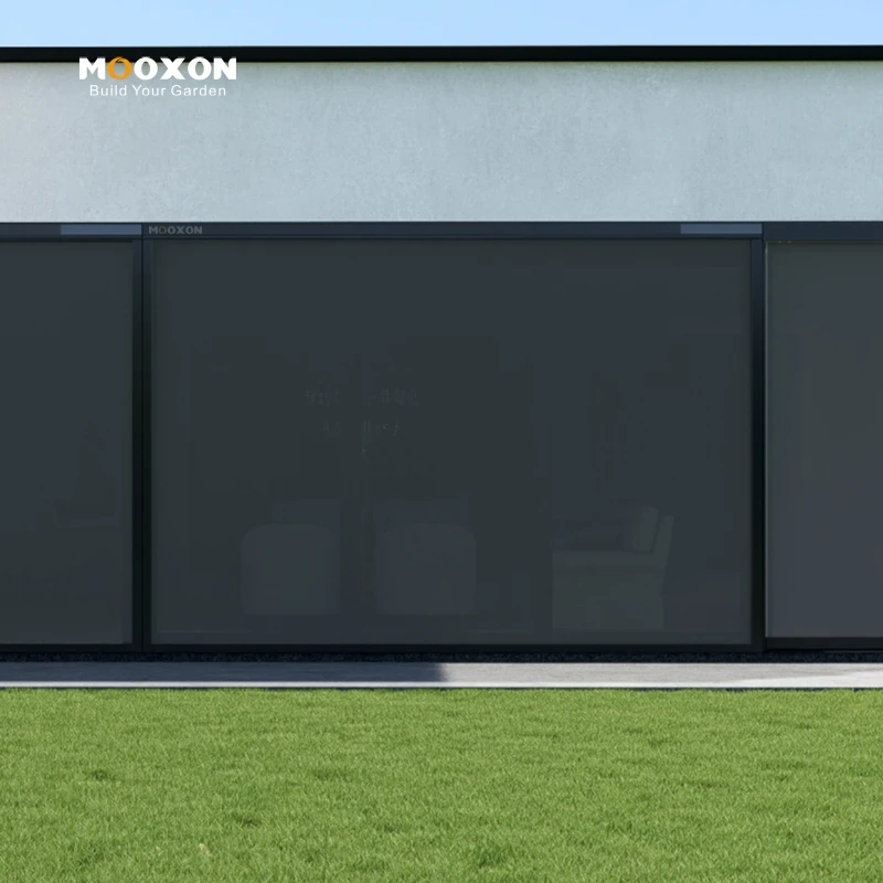 

Солнечная моторизованная рулонная штора с молнией для террасы, кафе, перголы, защита от комаров и солнца