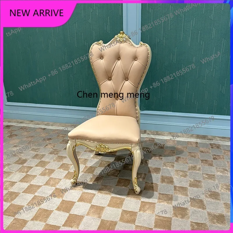 

M78 European leather dining chair palace luxury wood carving flower office chair restaurant dining chair