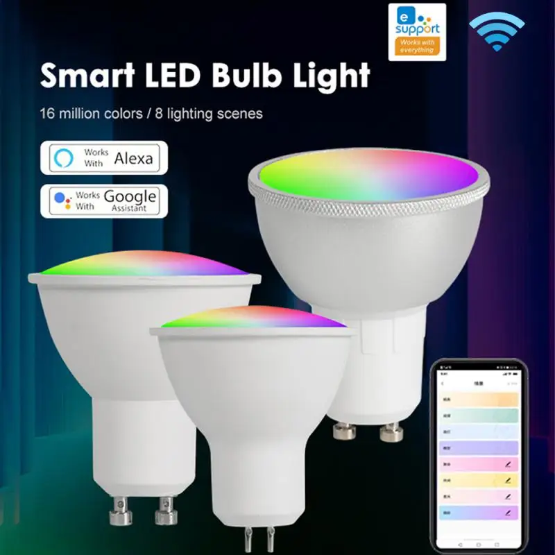 EWelink GU10 와이파이 스마트 전구, 5W 스마트 홈 RGB 조절 가능 LED 전구, 알렉사 구글 홈과 작동