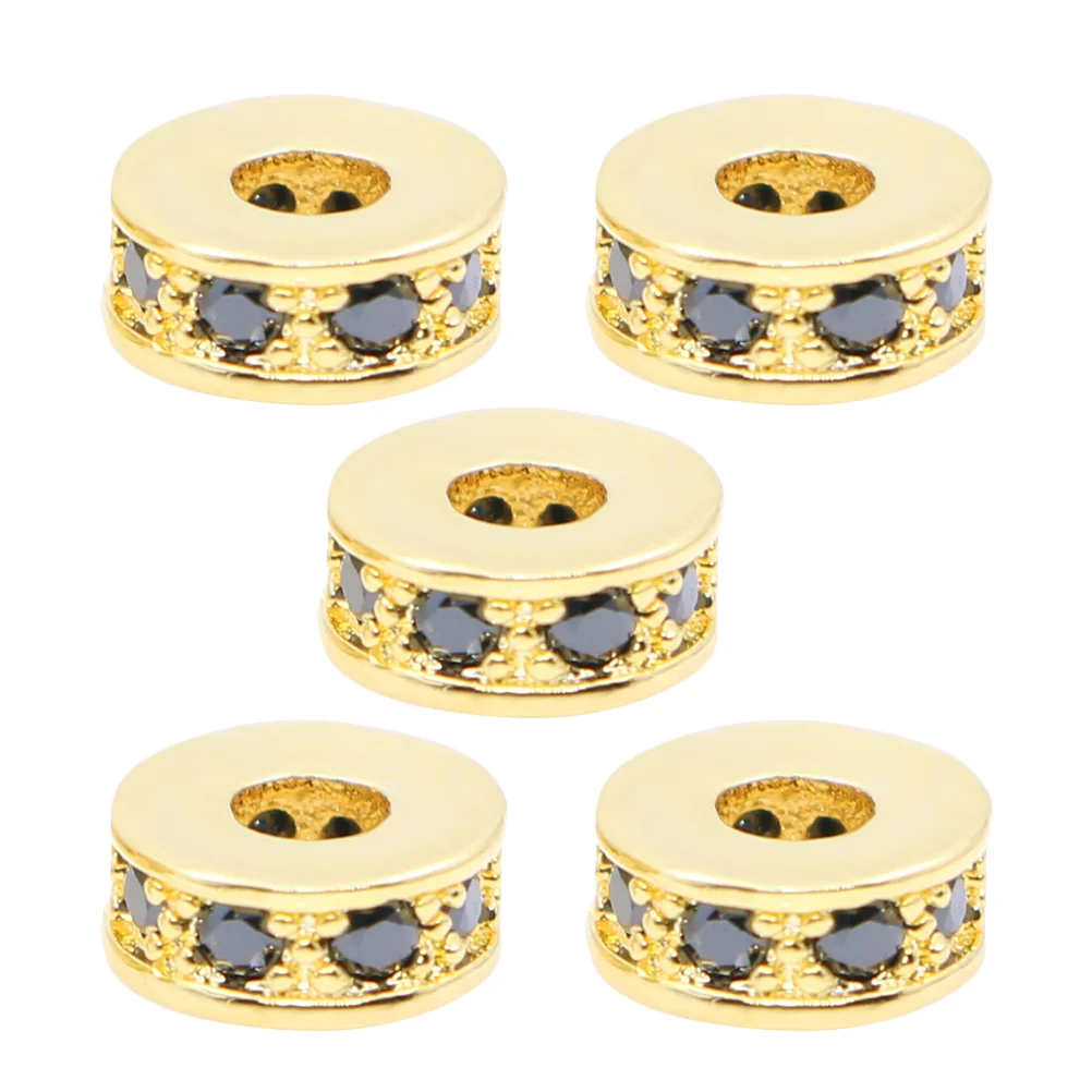 

5PCS Metal Zircon Spacer Bead Pendant Charm for Jewelry Making Craft DIY (Golden) DIY Pendant Beads Charm