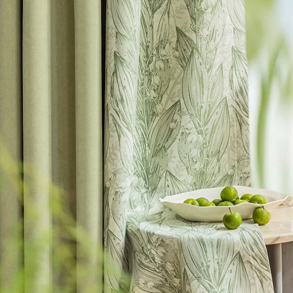 Nordic Fresh Lily Minimalism Blackout Curtains Bedroom Living Room Household Curtain High Quality Decorative Drapes Customized