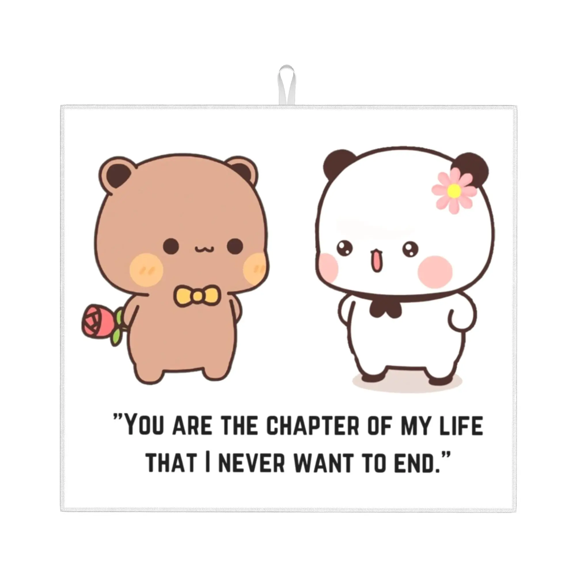Panda Bear And Brownie BUBU DUDU Couple Non Slip Kitchen Counter Protector Mat Barware Tableware Reusable Drying Mat For Kitchen