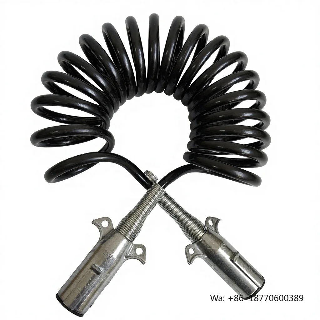 Wholesale Price Good Quality  Air Brake Hose 7 Pin Trailer Wiring Connector 7 Cores Truck Plug Spring Extension Cable 24v
