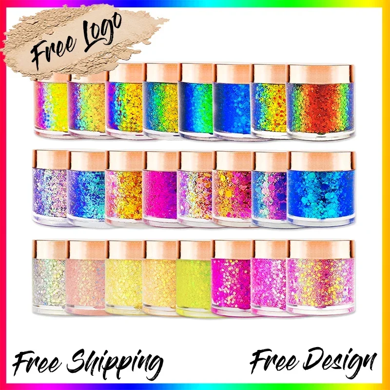 Private Label 28colors Chameleon Glitters Eyeshadow Sequin Shiny Metallic Powder Pigment Eyeshadow Palette Bulk Makeup Custom