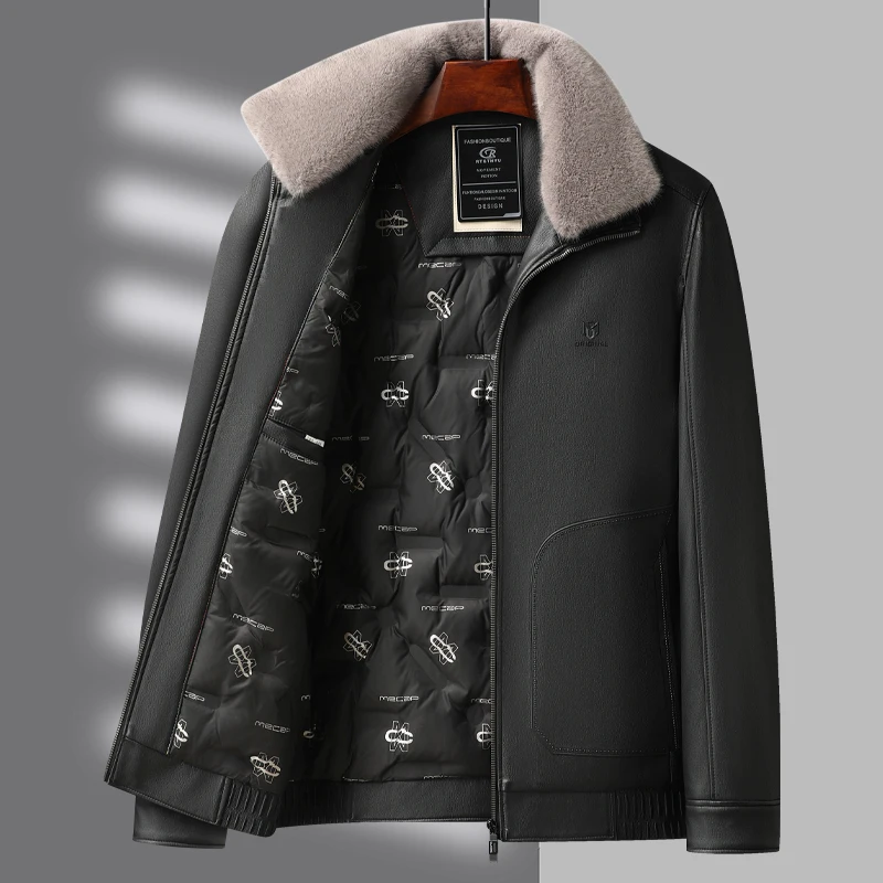 

Thiened down ort Jaet Мужское зимнее теплое пальто свободного кроя Dad Du down Jaet Стеганая искусственная кожа теплая длинная молния све