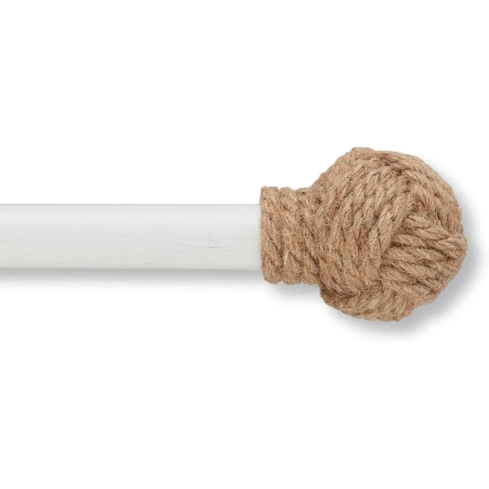 عرض ساخن. مجموعة قضبان ستارة بقطر 1/8 بوصة باللون الأبيض مع قضيب ستارة من الجوت الساحلي وقضيب ستارة مثبت على قضيب ستارة قابل للتعديل #2