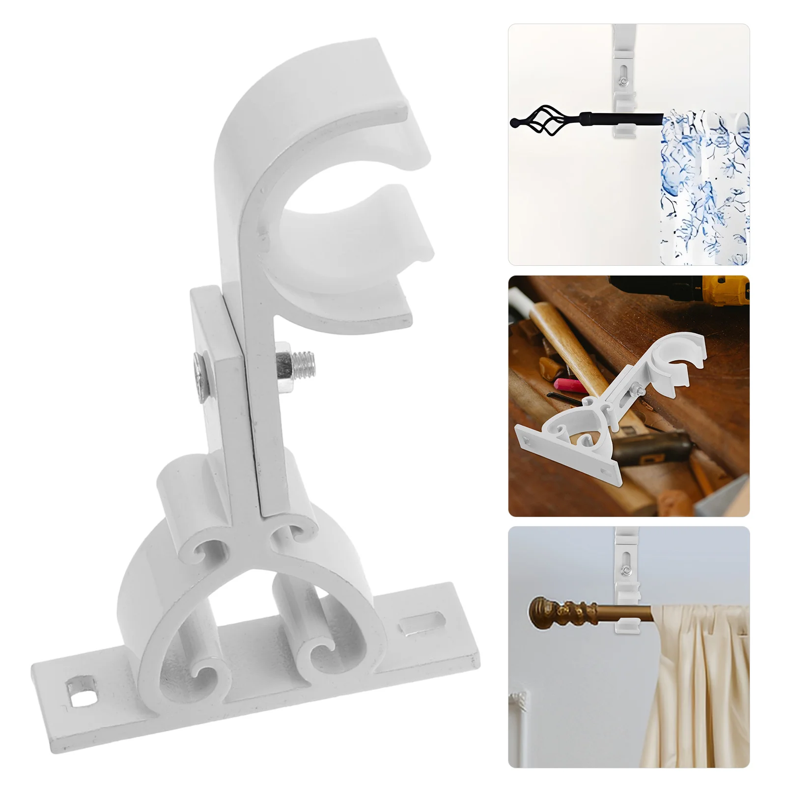 

2Pcs Curtain Rod Brackets Heavy Duty Wall Mount Side Support Adjustable Double Rod Holders Sturdy Curtain Mounting Hardware